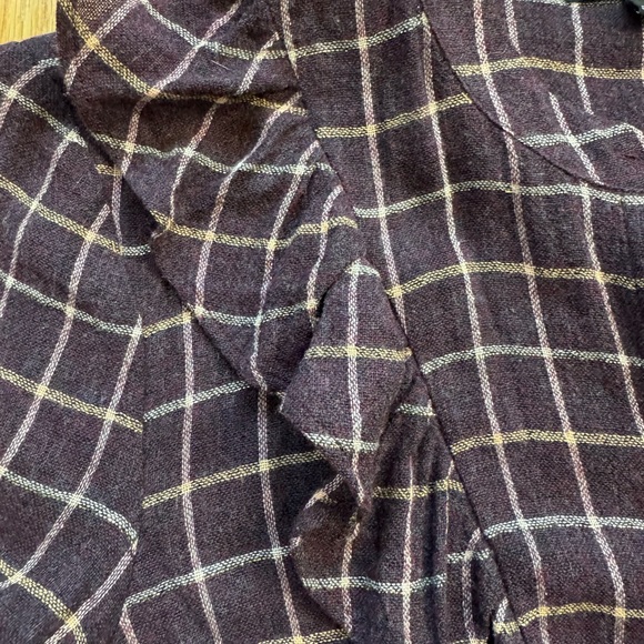 Madewell Eggplant Wool Button Down with ruffles and sparkle Sz Medium - Picture 2 of 3